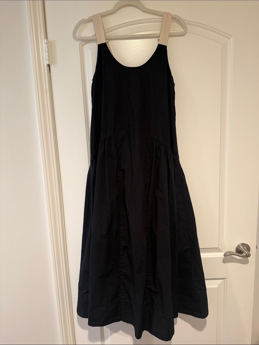 Banana Republic Black Maxi Dress with Cream Straps
